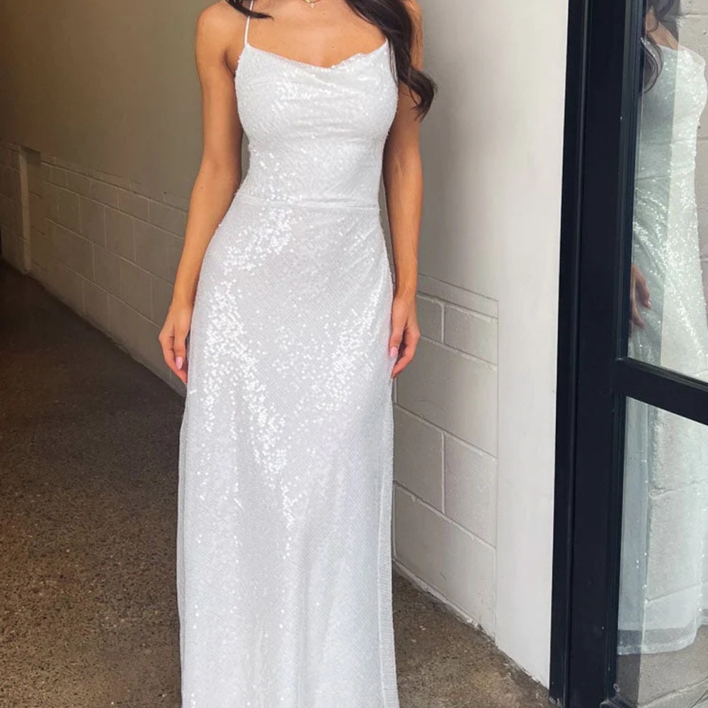 Beginning Boutique Zara White Sequin Maxi Dress